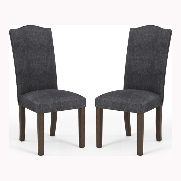 Zeke Transitional Upholstered Side Chairs in Dark Gray (Set of 2)