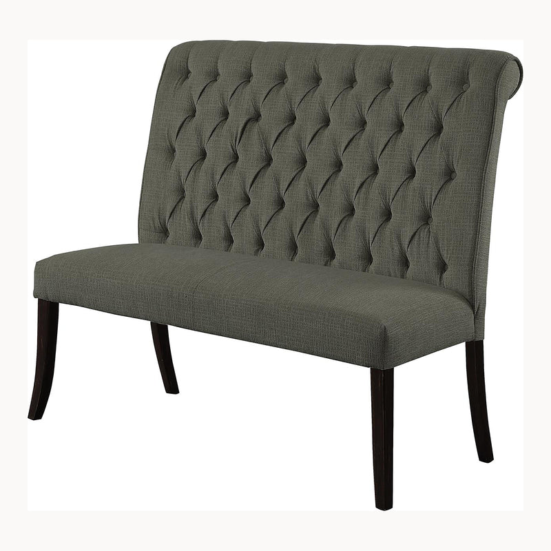 Gracie Transitional Button Tufted Dining Bench in Gray