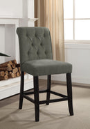 Marynda Transitional Button Tufted Counter Height Chairs in Gray (Set of 2)