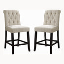 Marynda Transitional Button Tufted Counter Height Chairs in Ivory (Set of 2)