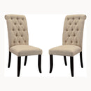 Marynda Transitional Button Tufted Side Chairs in Ivory (Set of 2)