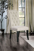 Marynda Transitional Button Tufted Side Chairs in Ivory (Set of 2)