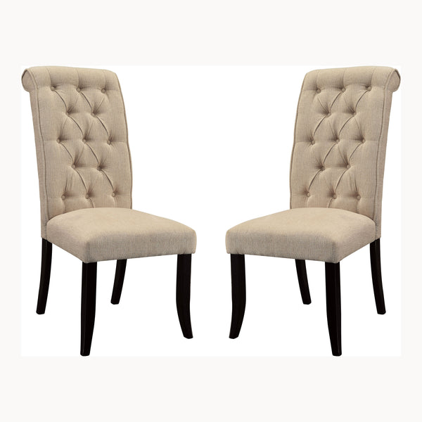 Marynda Transitional Button Tufted Side Chairs in Ivory (Set of 2)