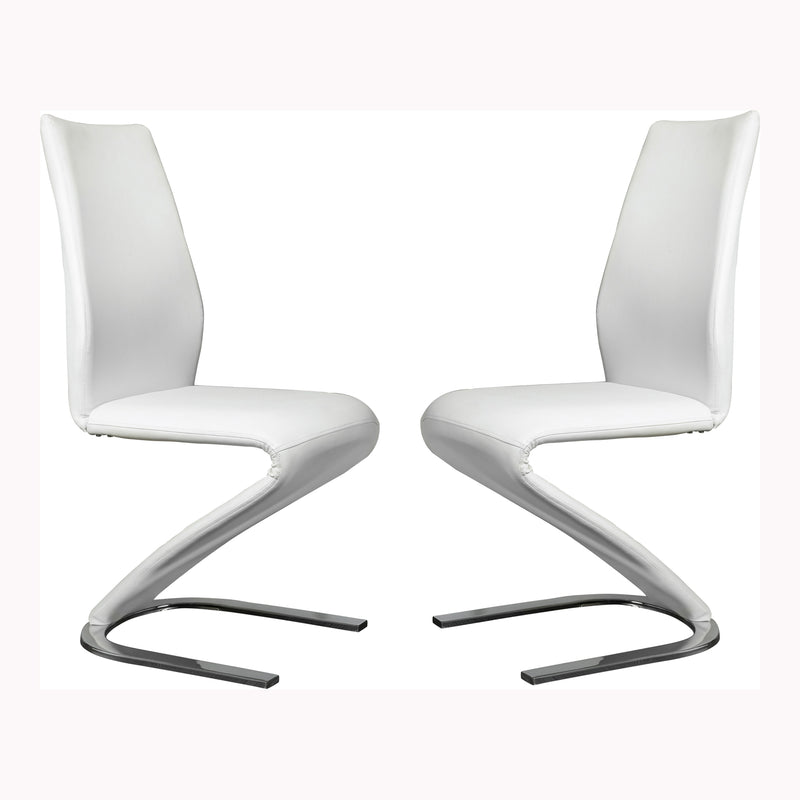Amia Contemporary Faux Leather Side Chairs in White (Set of 2)