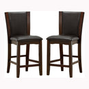 Aloise Contemporary Padded Counter Height Chairs in Brown Cherry and Black (Set of 2)