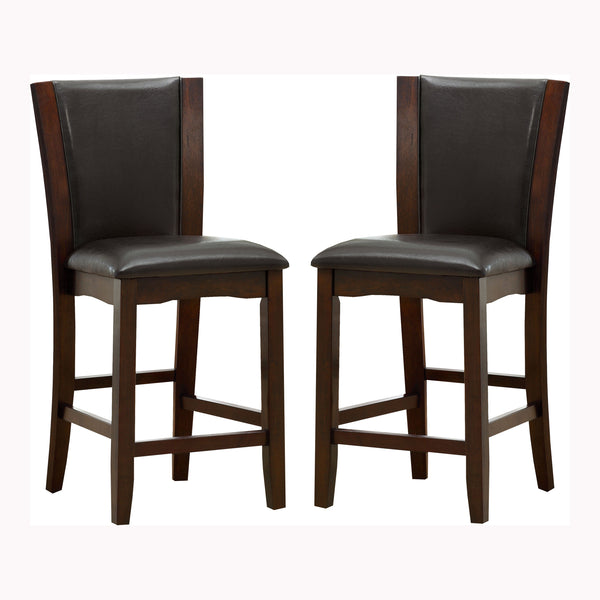 Aloise Contemporary Padded Counter Height Chairs in Brown Cherry and Black (Set of 2)
