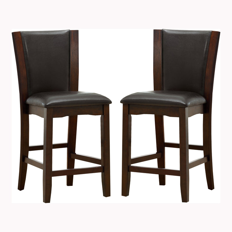 Aloise Contemporary Padded Counter Height Chairs in Brown Cherry and Black (Set of 2)