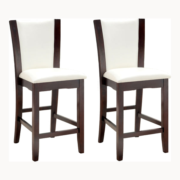 Aloise Contemporary Padded Counter Height Chairs in White and Brown Cherry (Set of 2)