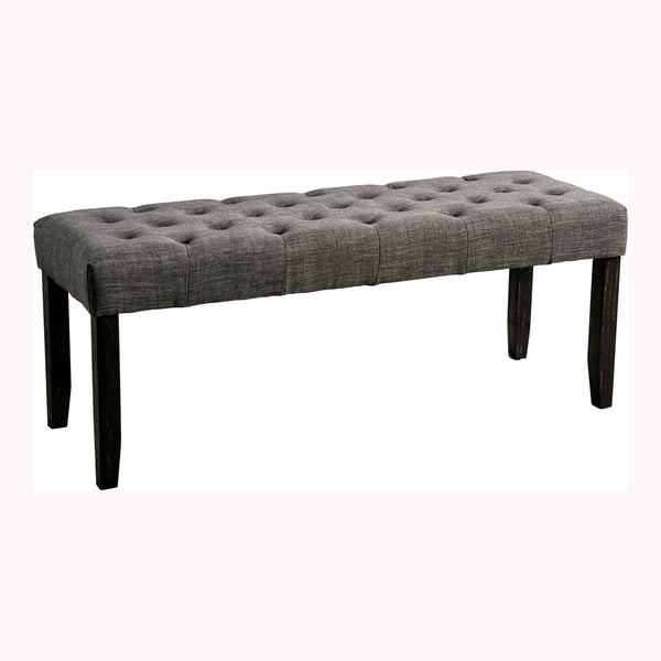Lorton Rustic Button Tufted Bench in Gray