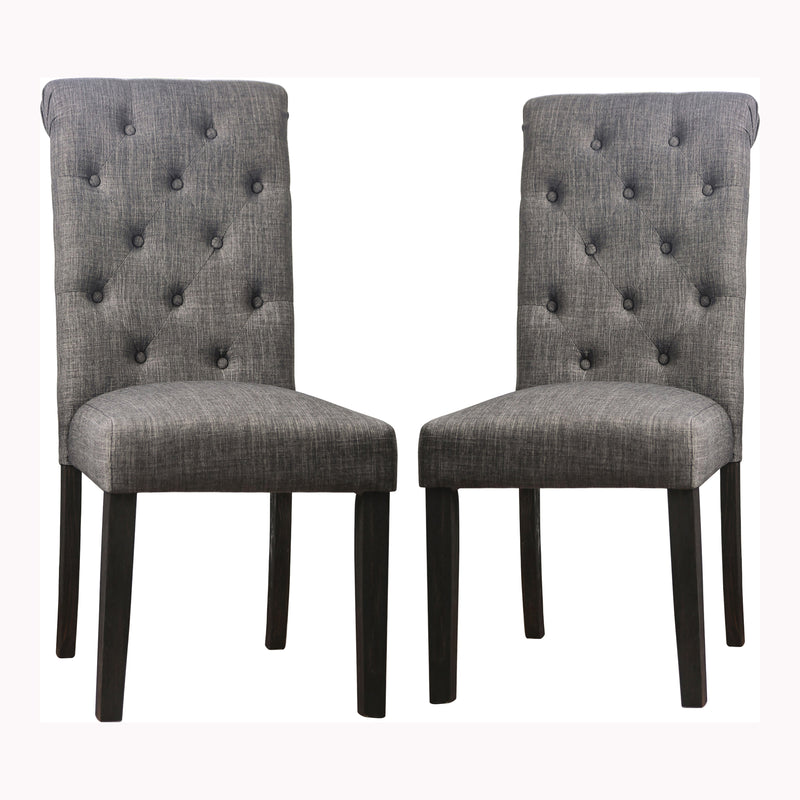 Lorton Rustic Button Tufted Side Chairs in Gray (Set of 2)