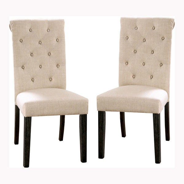 Lorton Rustic Button Tufted Side Chairs in Ivory (Set of 2)