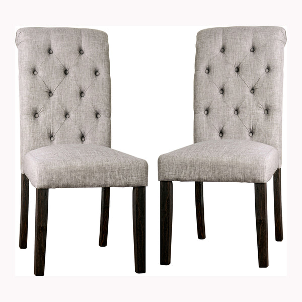 Lorton Rustic Button Tufted Side Chairs in Light Gray (Set of 2)