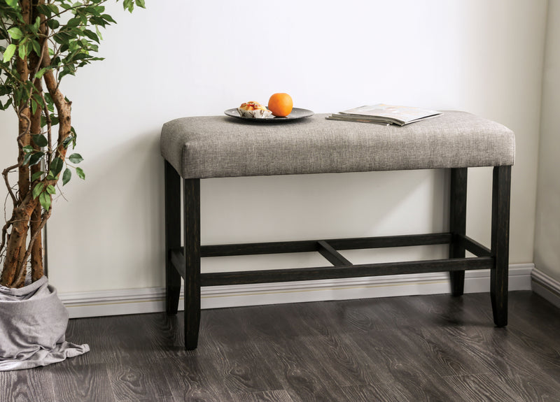 Shielle Rustic Padded Counter Height Bench in Light Gray