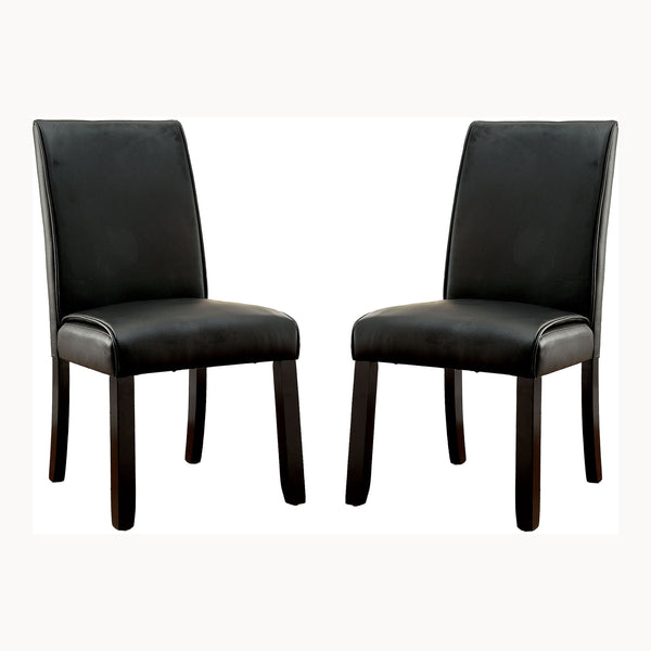 Rumie Contemporary Faux Leather Upholstered Side Chairs in Dark Walnut and Black (Set of 2)