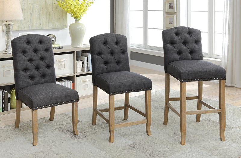 Lyon Cottage Button Tufted Dining Chairs in Dark Gray (Set of 2)