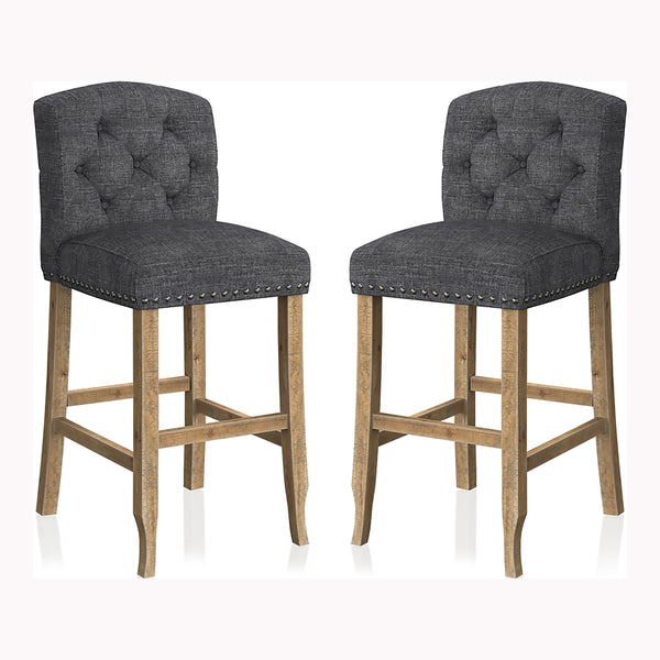 Lyon Cottage Button Tufted Dining Chairs in Dark Gray (Set of 2)