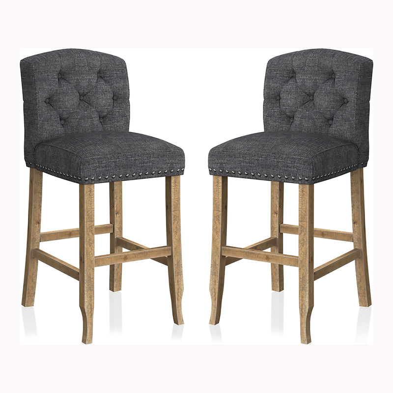 Lyon Cottage Button Tufted Dining Chairs in Dark Gray (Set of 2)