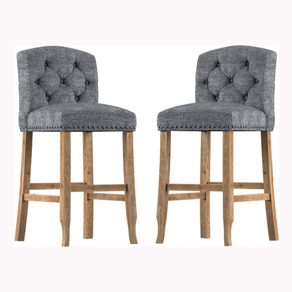 Lyon Cottage Button Tufted Dining Chairs in Gray (Set of 2)