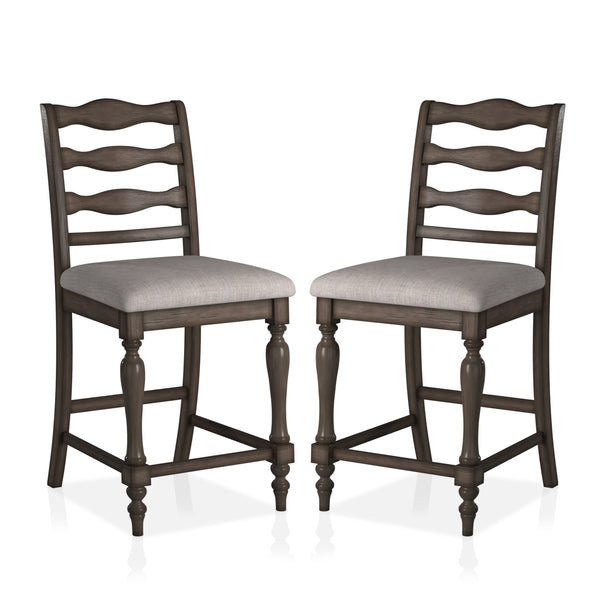 Earnest Rustic Padded Counter Height Chairs in Gray (Set of 2)