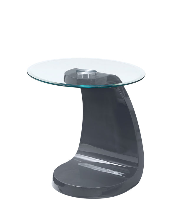 Pelletoni Glass Top End Table in Gray