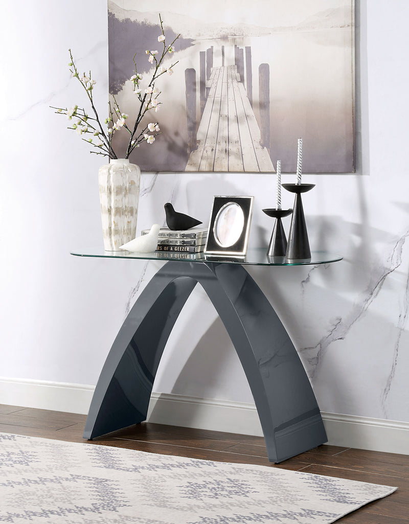 Pelletoni Glass Top Console Table in Gray