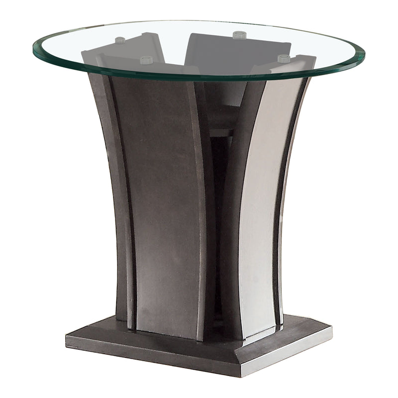 Jillyn Contemporary Glass Top End Table in Gray