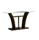 Jillyn Contemporary Glass Top Console Table in Dark Cherry