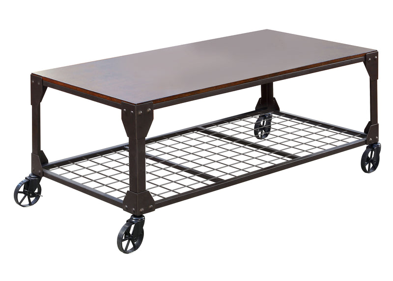 Katy Industrial Coffee Table with Casters