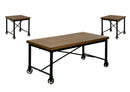 Miranda Industrial 3-Piece Table Set with Casters