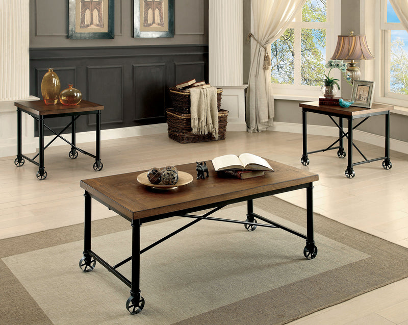 Miranda Industrial 3-Piece Table Set with Casters