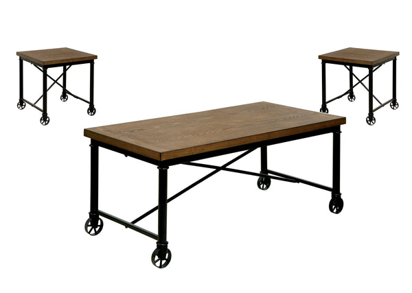Miranda Industrial 3-Piece Table Set with Casters