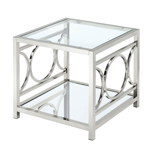 Garado Contemporary Glass Top Square End Table