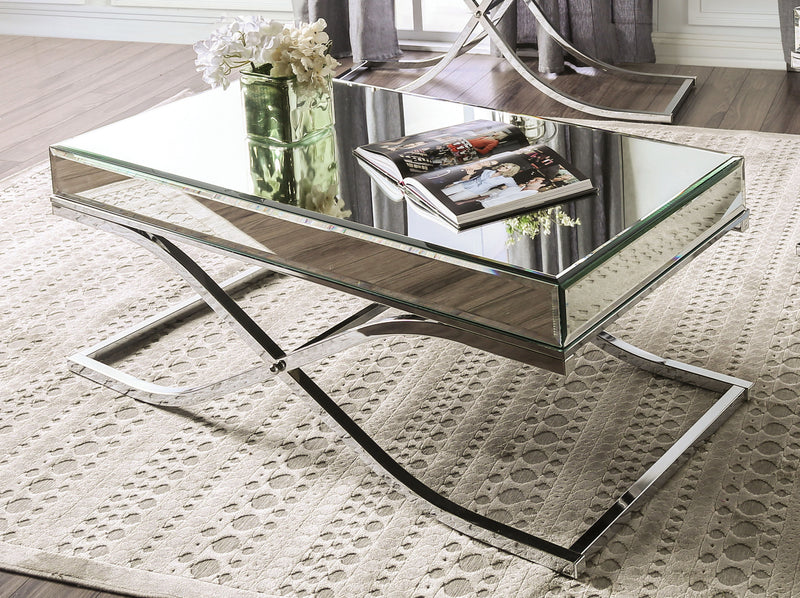 Lorrisa Contemporary Glass Top Coffee Table in Chrome