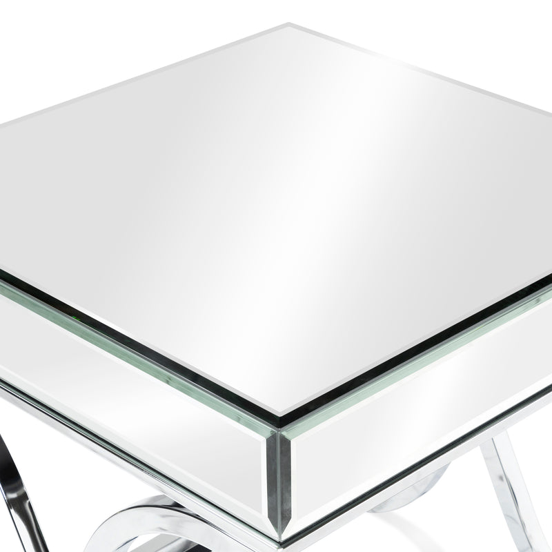 Lorrisa Contemporary Glass Top End Table in Chrome