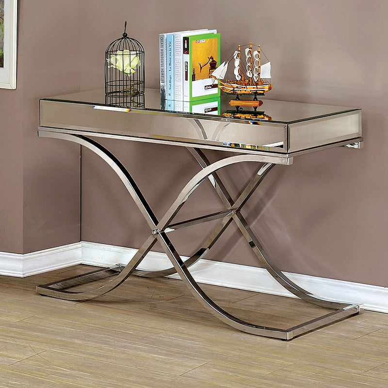 Lorrisa Contemporary Glass Top Sofa Table in Chrome