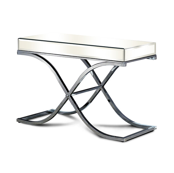 Lorrisa Contemporary Glass Top Sofa Table in Chrome