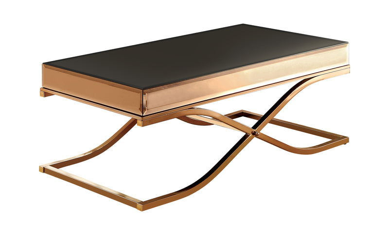 Lorrisa Contemporary Glass Top Coffee Table in Brass