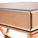 Lorrisa Contemporary Glass Top End Table in Brass