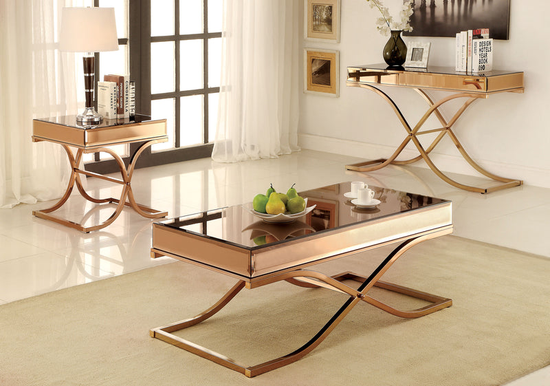 Lorrisa Contemporary Glass Top End Table in Brass