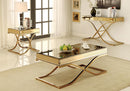 Lorrisa Contemporary Glass Top Sofa Table in Brass