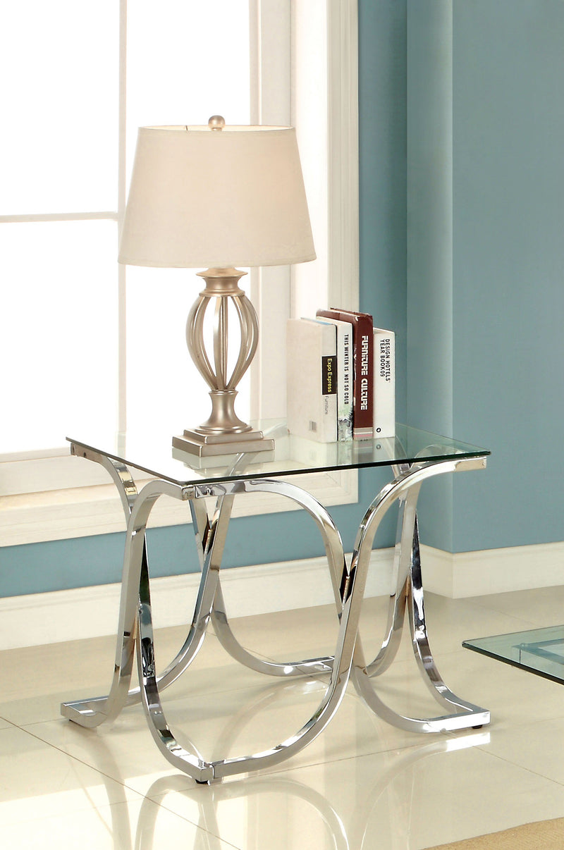 Maxton Contemporary Glass Top End Table