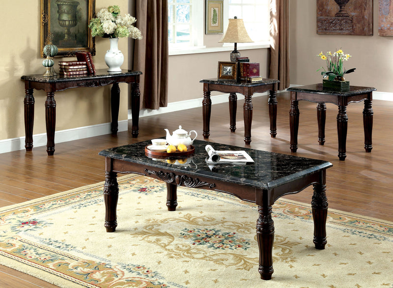 Myrna Traditional Faux Marble Top Sofa Table