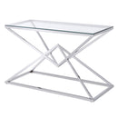 Cazzanarro Glass Top Console Table in Chrome