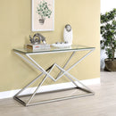 Cazzanarro Glass Top Console Table in Chrome