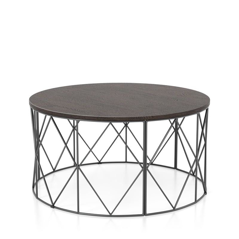 Borche Geometric Base Coffee Table in Walnut