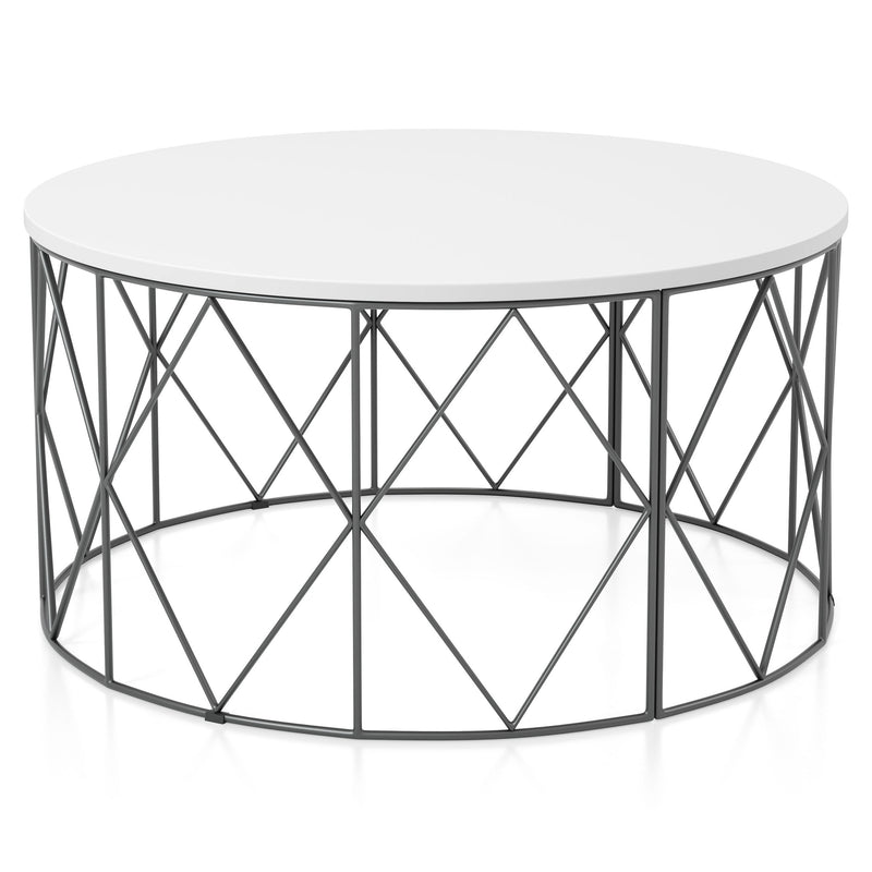 Borche Geometric Base Coffee Table in White