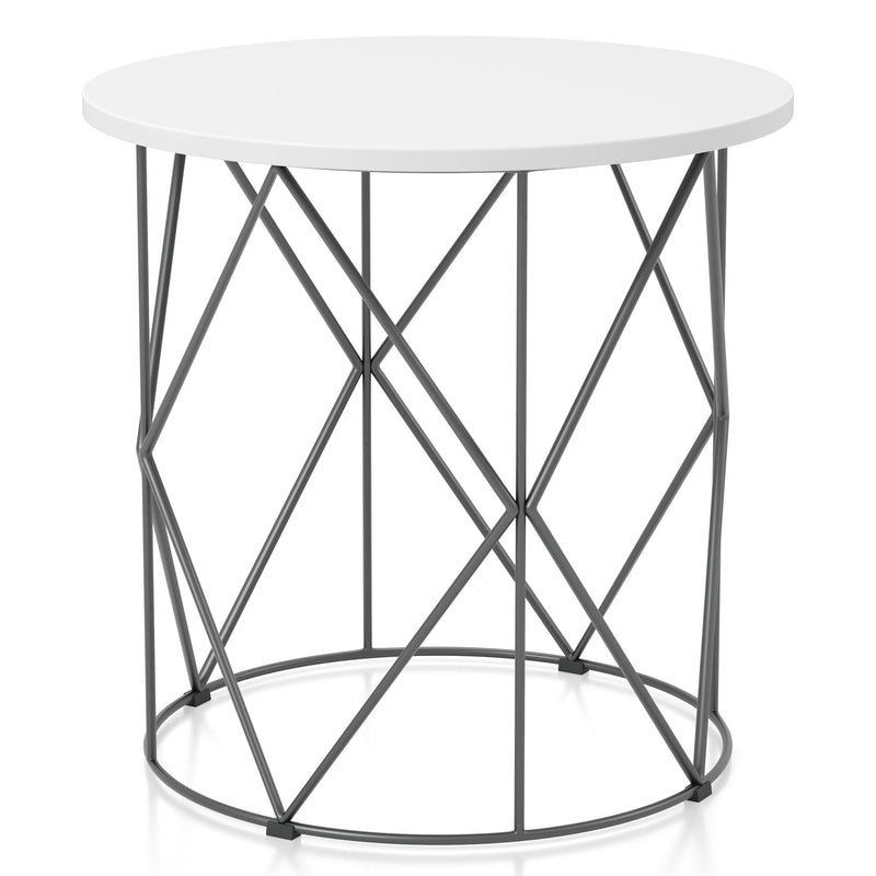 Borche Geometric Base End Table in White