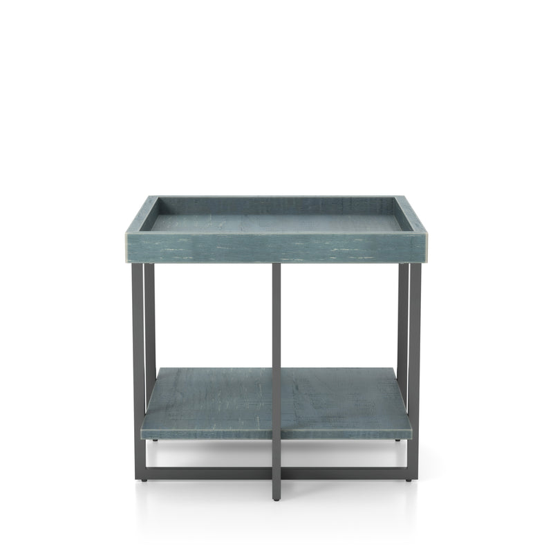 Humere Tray Top End Table in Antique Blue