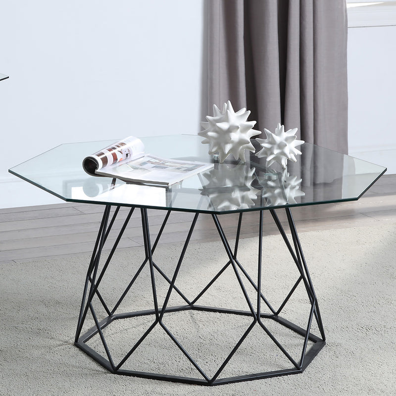 Growder Glass Top Coffee Table in Black