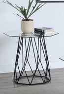 Growder Glass Top End Table in Black